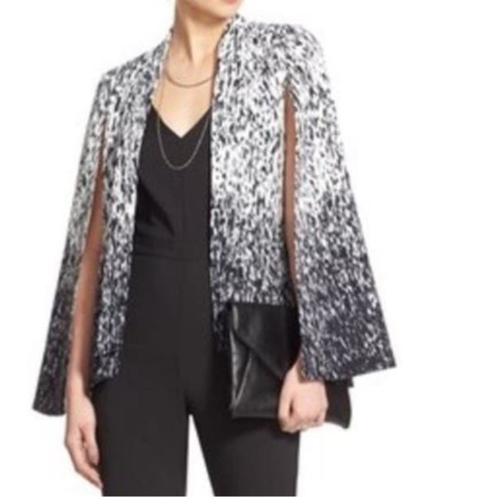 Mural Black and White Ombre Cape Blazer Like New